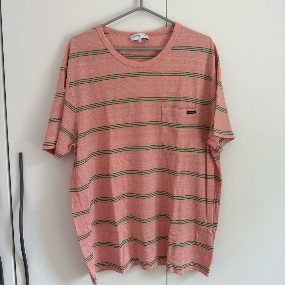 Maison Labiche Oversized Striped Tee in Dusty Pink